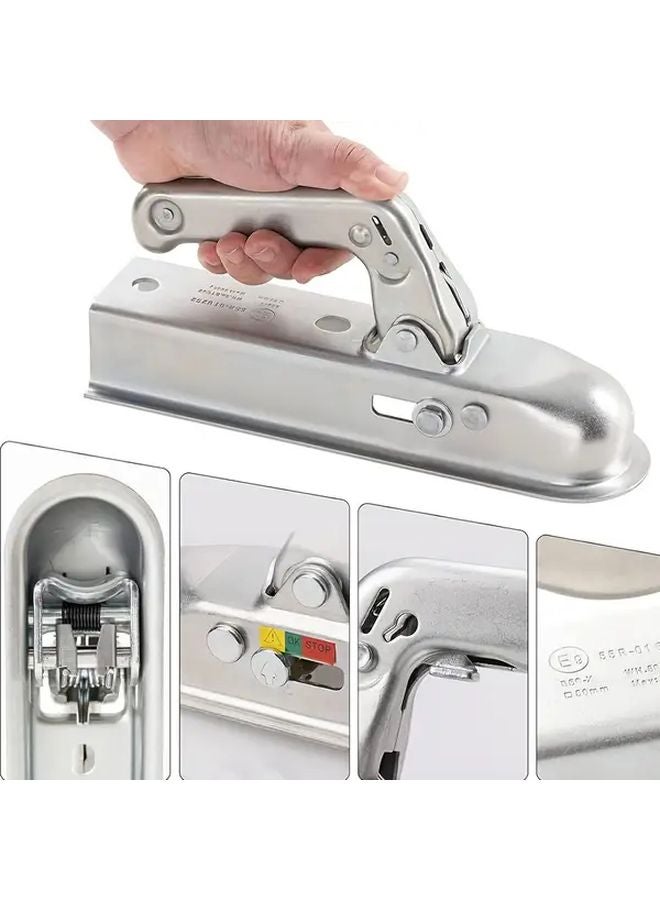 3 In 1 European Trailer Connector 50mm Ball Hitch Silvery Heavy Duty Towing Accessory - Image 3