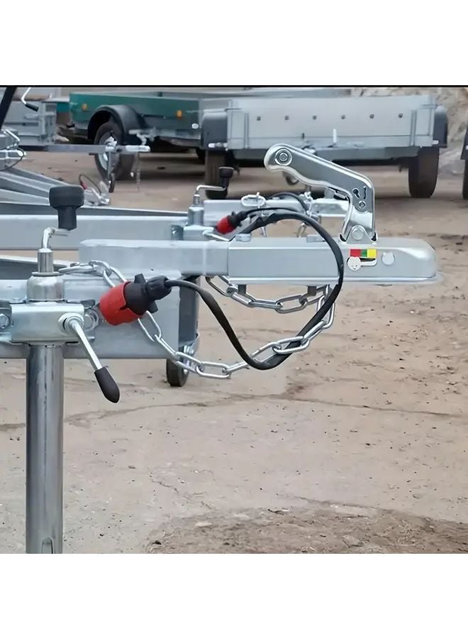 3 In 1 European Trailer Connector 50mm Ball Hitch Silvery Heavy Duty Towing Accessory - Image 1