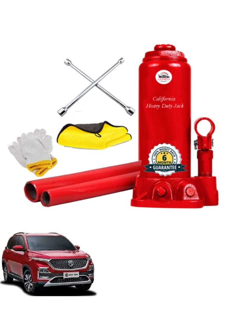 California formula-T California Car Jack 3 ton Hydraulic Bottle Jack for MG Hector Tire Screws Wrench 40x40cm Cleaning Towels Working Gloves - Image 1
