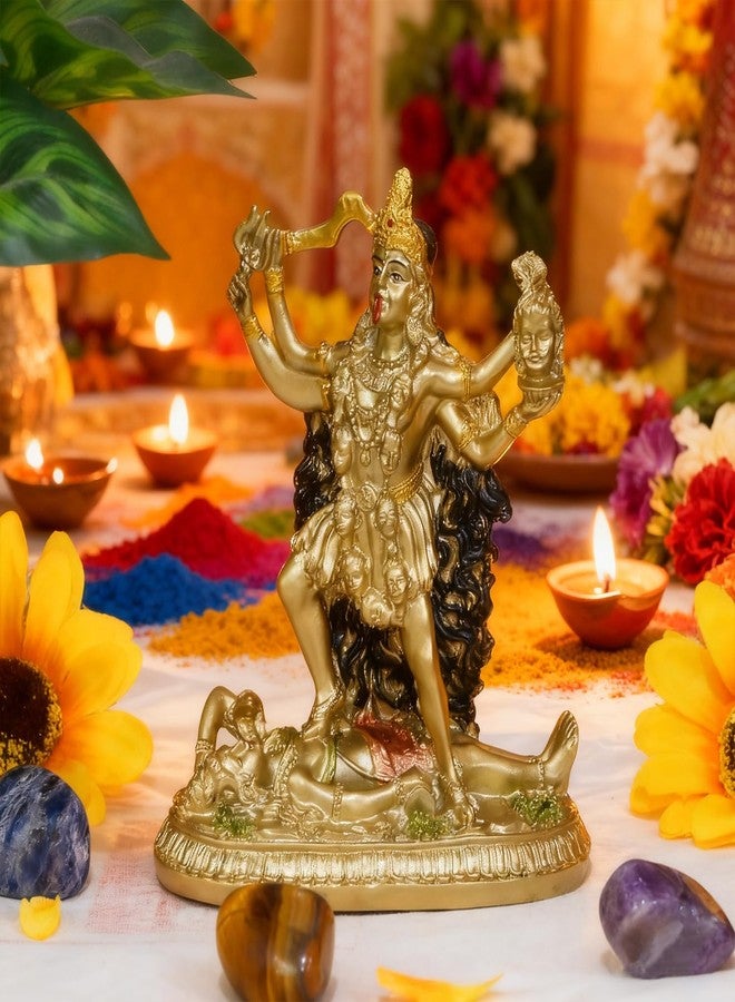 BangBangDa Hindu Goddess Kali Statue Sculpture - Indian God Decorative Antique Idol - India Goddess of Time and Death Figurine Murti Pooja Puja Buddha Temple Mandir Decor - Image 3