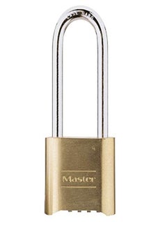 Generic Master Lock 175Eurdlh Certified Combination Padlock With Solid Zinc Body With Brass Finish With Long Shackle, Gold, 10,7 X 5,1 X 2,4 Cm  - Image 1