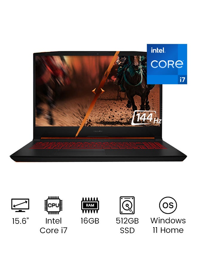 MSI Katana GF66 11UC Gaming Laptop With 15.6-Inch Full HD Display, Core i7-11800H Processor / 16GB RAM / 512GB SSD / 4GB NVIDIA GeForce RTX 3050 Graphics / Windows 11 Home English/Japanese Black  - Image 1
