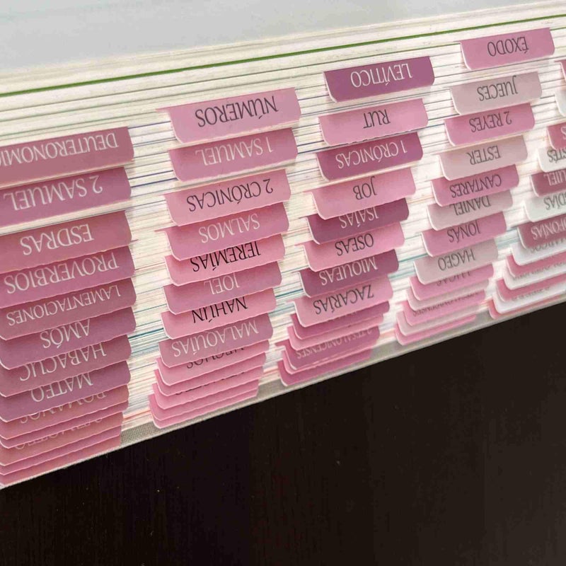 thinkor Spanish Laminated Bible Tabs, pestaÃ±as para biblia en espaÃ±ol, Reposition Large Print Stickers, Easy to Read and Apply Bible Tabs for Women and Man (Spanish Pink) - Image 5