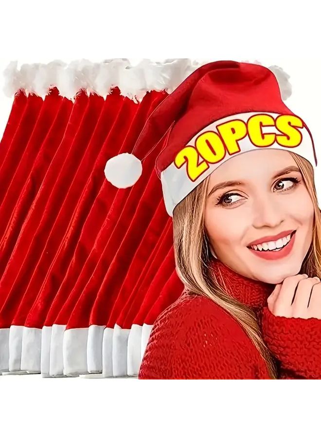 20pcs Red Christmas Hats Lightweight Non Woven Fabric Holiday Party Decorations - Image 1