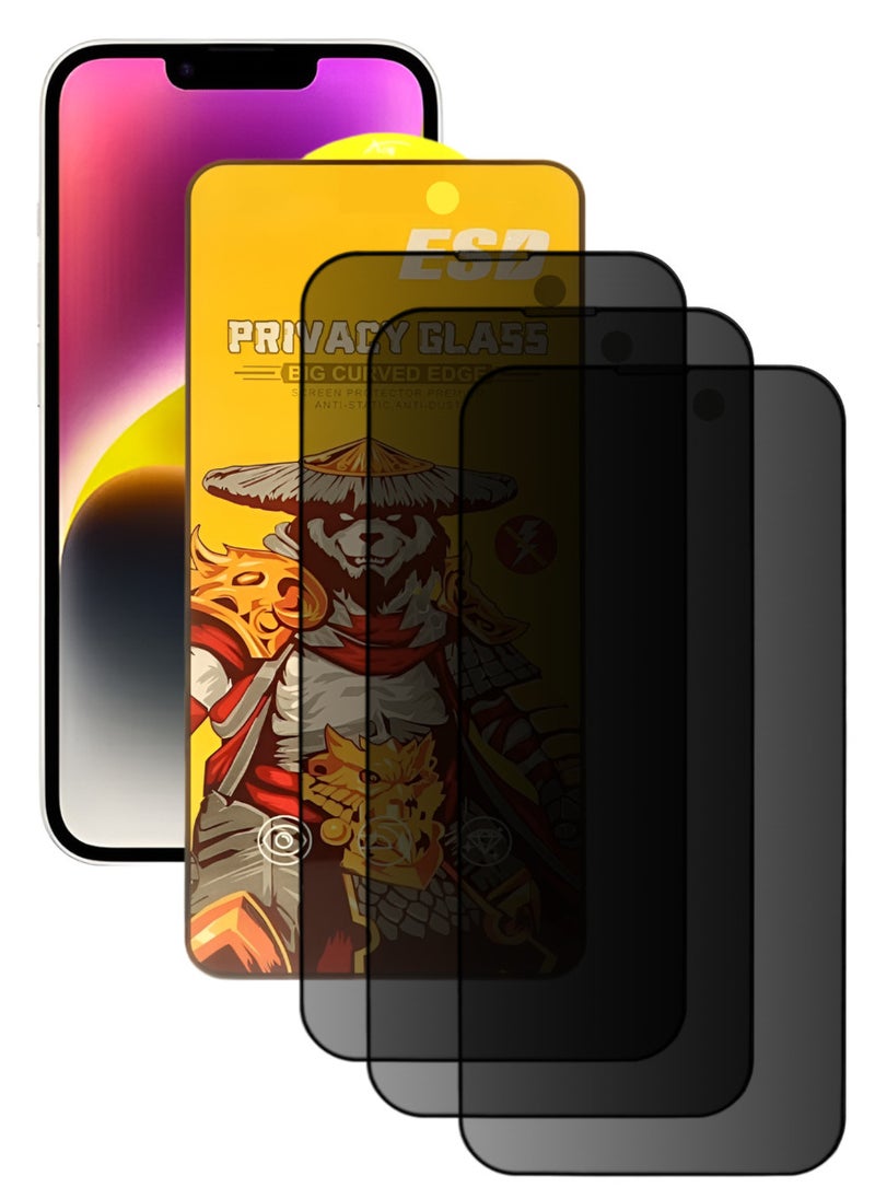 ESD 3 Pieces Tempered Dustproof Privacy Glass Screen Protector Compatible For iPhone 14 - Image 1