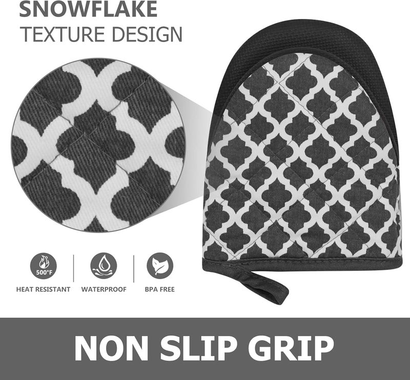 Qulable 1 Pair Short Oven Mitts - Silicone Kitchen Oven Gloves High Heat Resistant 500℉, Mini Oven Mits with Non-Slip Grip Surfaces and Hanging Loop for BBQ, Baking, Cooking and Grilling (Dark Gray) - Image 5