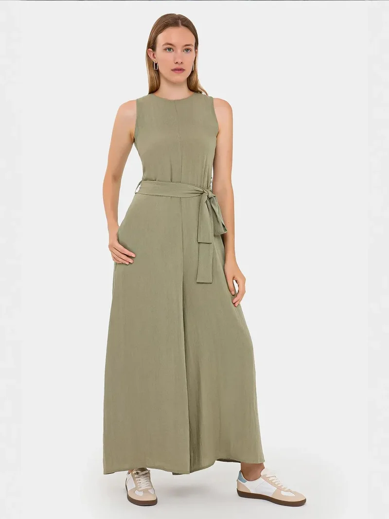 Super Wide Leg Jumpsuit with Tie Waist