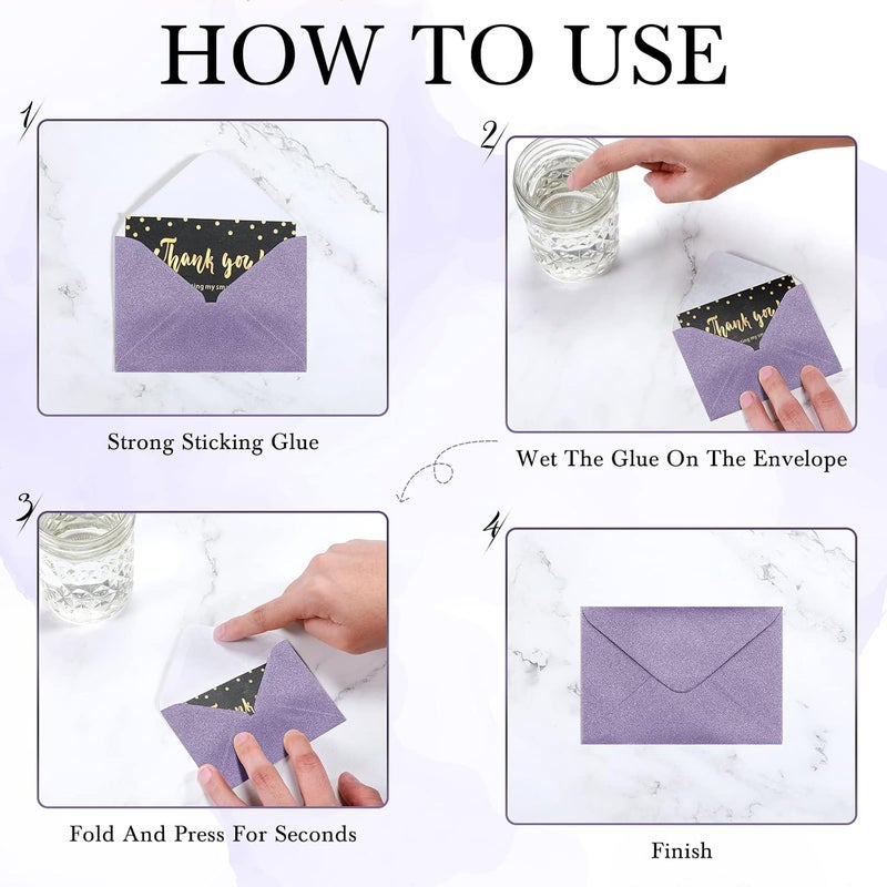 Yahenda 200 Count Purple Mini Gift Card Envelopes Bulk Wedding Pocket Small Business Paper Envelopes Gift Card Sleeves Greeting Tiny Pocket 4 x 2.7 Inch for Graduation Engagement Birthdays Banquets - Image 3