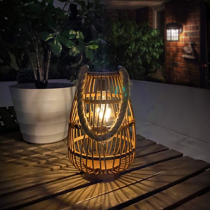 HERJIATK Outdoor Solar Lantern Hanging Lights - Natural Rattan Solar Lantern with Handle, Large Waterproof Led Decorative Garden Lights, Bright Rattan Solar Table Lamp for Yard Patio Wedding Home Decoration - Image 4