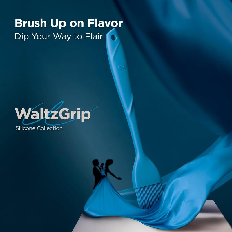 Kitchen Mama WaltzGrip Platinum Silicone Basting Pastry Brush: Set of 2 Heat-Resistant Brushes Utensils for Cooking, Baking, Grilling, Barbecue, and Spreading Oil, Butter, Egg - Dishwasher-Safe (Blue) - Image 2