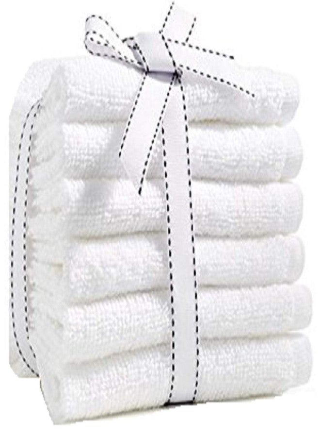 FRESH FROM LOOM منشفة وجه قطنية من FRESH FROM LOOM، وزن 500 جرام/متر مربع، مقاس 13 × 13 بوصة (مجموعة من 6 قطع، لون أبيض) - Image 1
