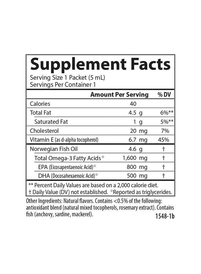 Carlson - The Very Finest Fish Oil Grab + Go Packets, Single-Serving, 1600 mg Omega-3s, Norwegian, Wild Caught, Sustainably Sourced, Box of 15 Packets, 5 mL Each - Image 5