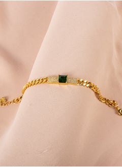 Chinese Gold Bracelet with Green Zirconic Stone