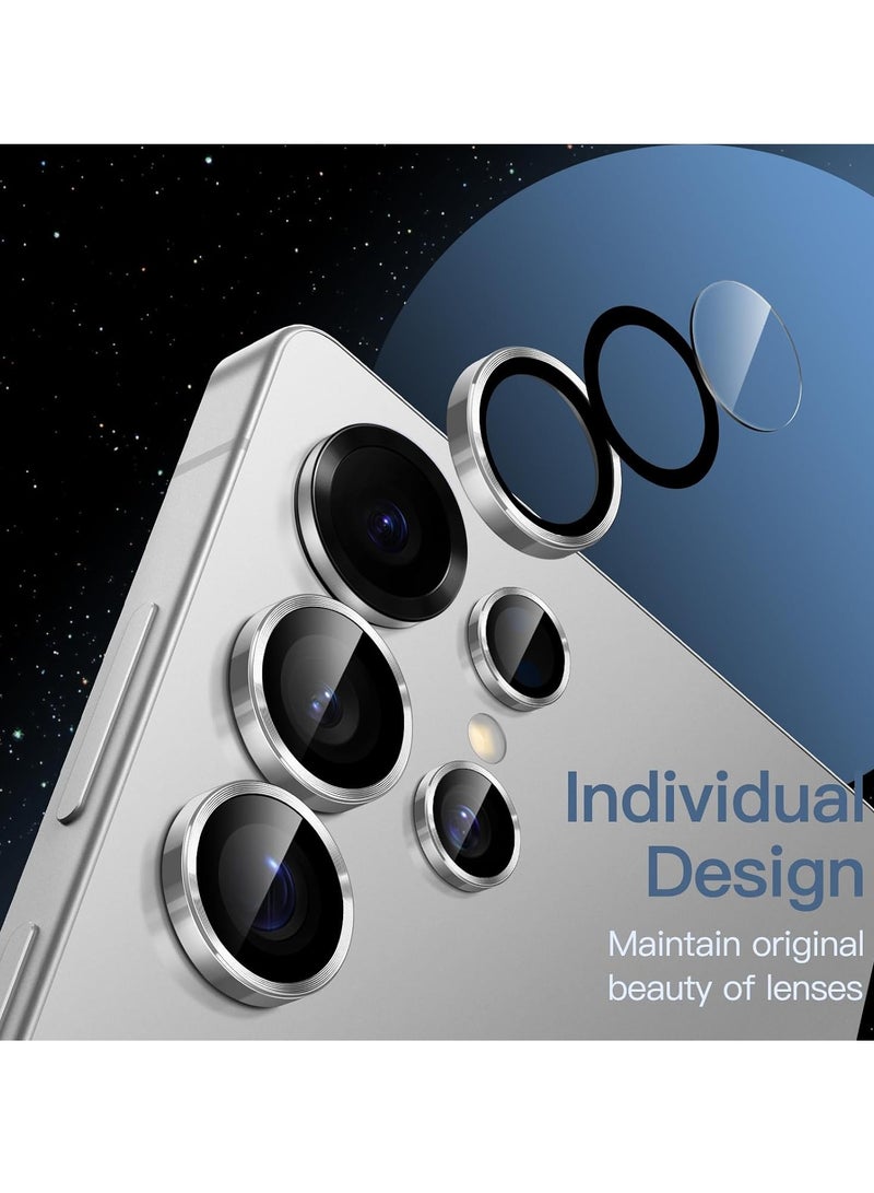 DUSALA Camera Lens Protector for Samsung Galaxy S25 Ultra 5G, 9H Tempered Glass Metal Individual Ring Cover, Easy Installation Tray, HD Clear, 1 Set (Titanium Gray) - Image 3