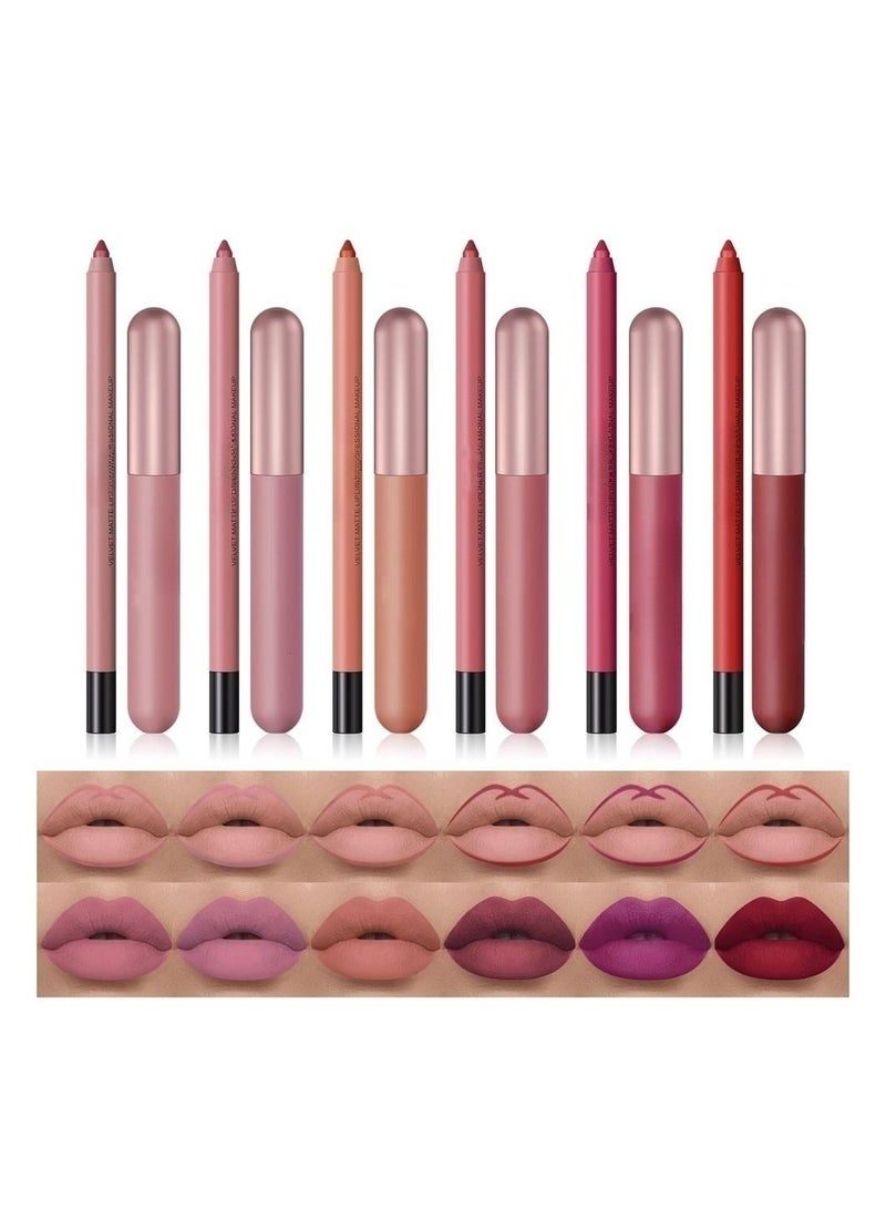 KASTWAVE 12PCS Matte Lip Liner and Liquid Lipstick Set - Image 1