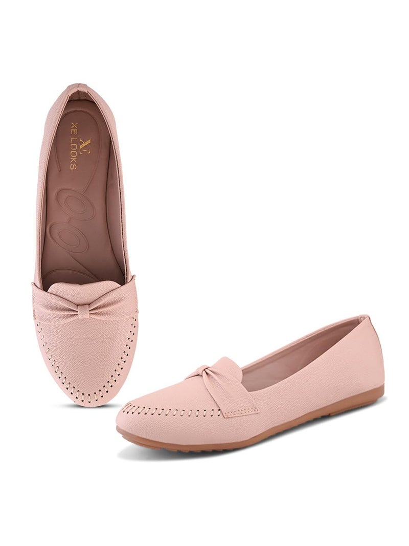 XE Looks Lavender Elegant Knotted Bow Loafers | Soft Matte Finish | Flexible & Everyday Wear For Girls & Womens - Image 1