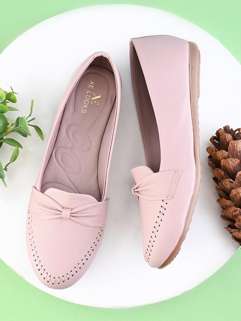 XE Looks Lavender Elegant Knotted Bow Loafers | Soft Matte Finish | Flexible & Everyday Wear For Girls & Womens - Image 2