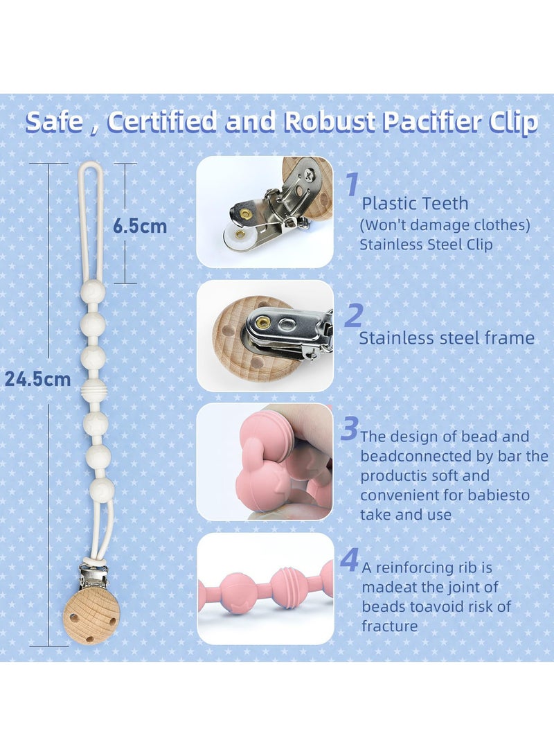 بيبي لاند مشبك حامل اللهاية مكون من قطعتين، مع علبة لهاية شفافة مكونة من قطعتين، مشابك اللهاية للرضع، تحافظ على اللهايات نظيفة وآمنة، مشابك اللهاية ناعمة ومرنة، مشابك اللهاية للرضع البنات والرضع - Image 2