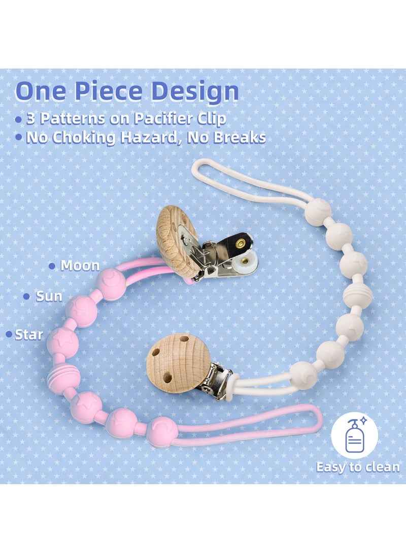 بيبي لاند مشبك حامل اللهاية مكون من قطعتين، مع علبة لهاية شفافة مكونة من قطعتين، مشابك اللهاية للرضع، تحافظ على اللهايات نظيفة وآمنة، مشابك اللهاية ناعمة ومرنة، مشابك اللهاية للرضع البنات والرضع - Image 3