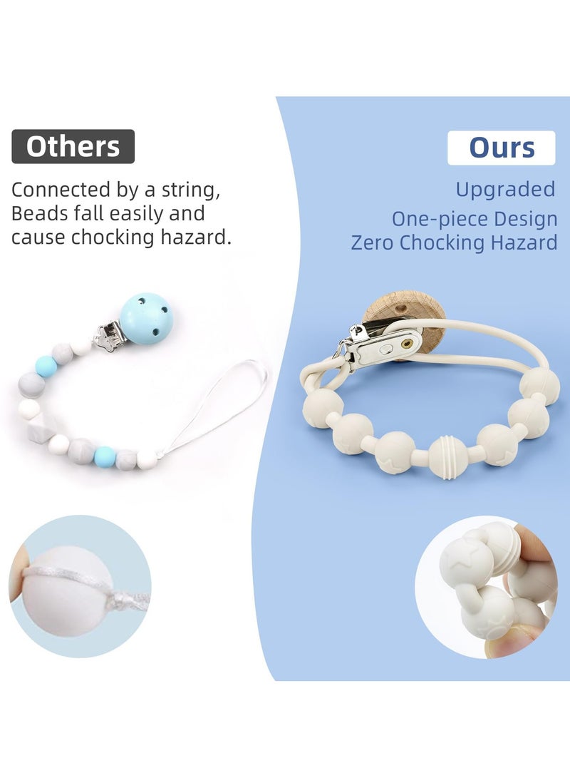 بيبي لاند مشبك حامل اللهاية مكون من قطعتين، مع علبة لهاية شفافة مكونة من قطعتين، مشابك اللهاية للرضع، تحافظ على اللهايات نظيفة وآمنة، مشابك اللهاية ناعمة ومرنة، مشابك اللهاية للرضع البنات والرضع - Image 4