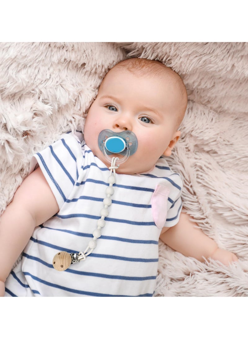 بيبي لاند مشبك حامل اللهاية مكون من قطعتين، مع علبة لهاية شفافة مكونة من قطعتين، مشابك اللهاية للرضع، تحافظ على اللهايات نظيفة وآمنة، مشابك اللهاية ناعمة ومرنة، مشابك اللهاية للرضع البنات والرضع - Image 5