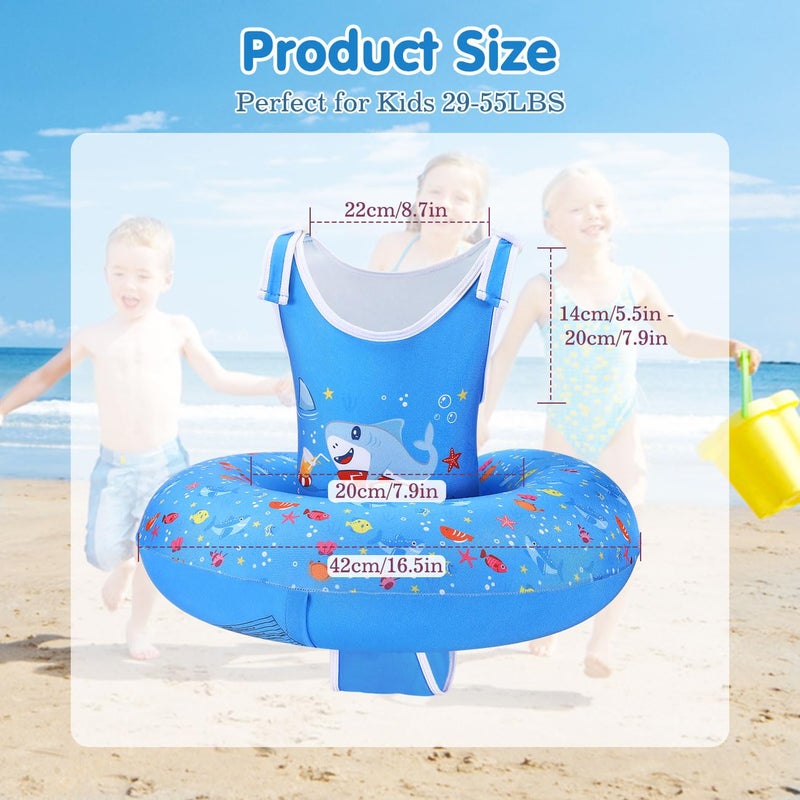 HeySplash سترة سباحة HeySplash للأطفال من عمر 3-6 سنوات، سترة مدرب السباحة مع حزام قابل للتعديل تناسب الأولاد والبنات 29-55 رطل، بدلة سباحة للأطفال، أنابيب عائمة لمساعدة السباحة، سترة تعليم السباحة للمبتدئين - Image 4