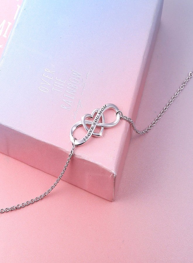 DAOCHONG I Love You Mom S925 Sterling Silver Heart Infinity Bracelet for Mother Mama Mommy Mum Mama Birthday Jewelry - Image 5