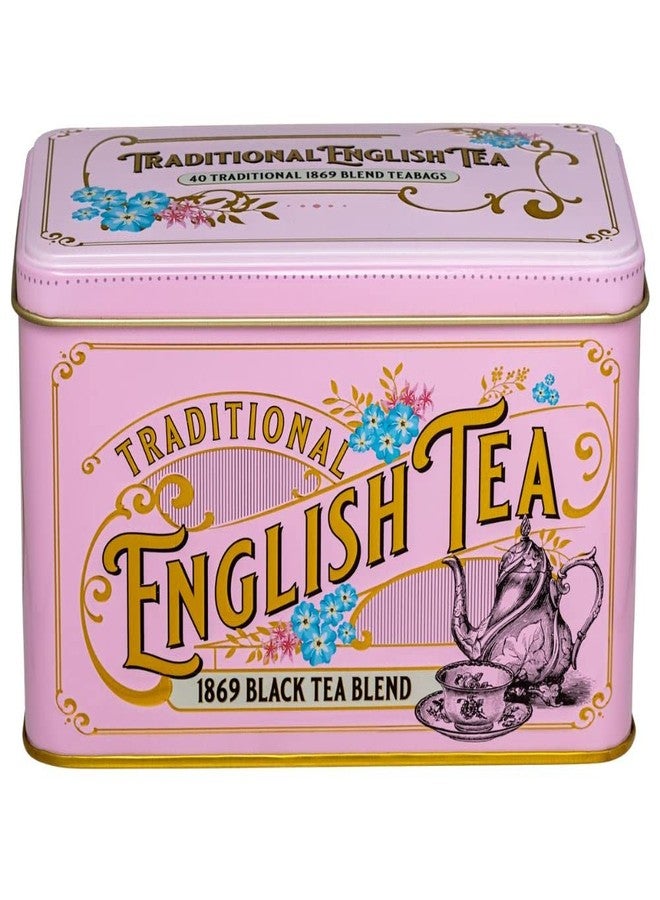 New English Teas Vintage Victorian Tea Caddy in Pink with 40 Tea Bags from 1869 Mix - Image 2