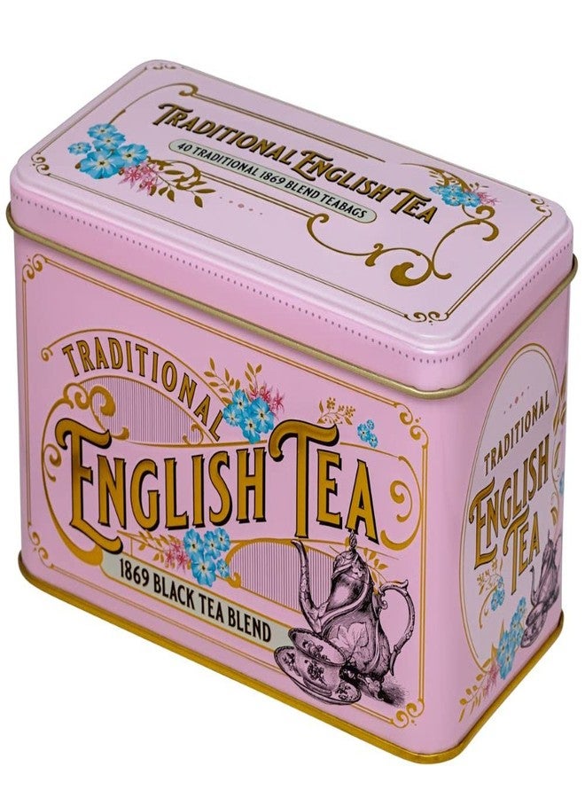 New English Teas Vintage Victorian Tea Caddy in Pink with 40 Tea Bags from 1869 Mix - Image 5