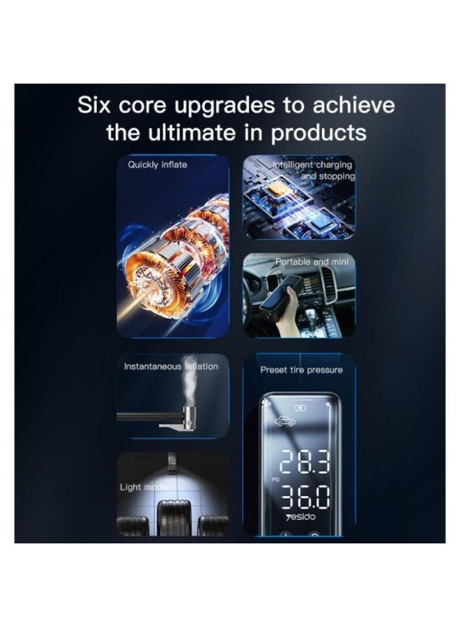 يسيدو منفاخ Coach - مضخة هواء صغيرة ومحمولة للسيارة - منفاخ إطارات سريع - تشغيل مباشر من ولاعة سجائر السيارة-VC05 - Image 3