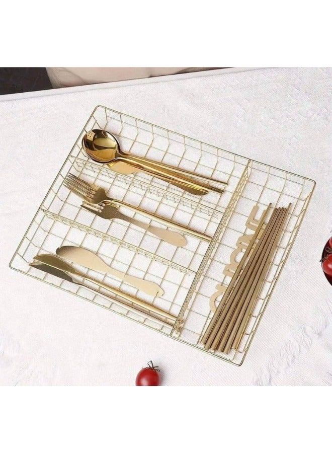 منظم درج معالق استانلس جولد تنظيم المطبخ بأناقة مقاس 26*32سم سهل الاستخدام تصميم عصري - Image 2
