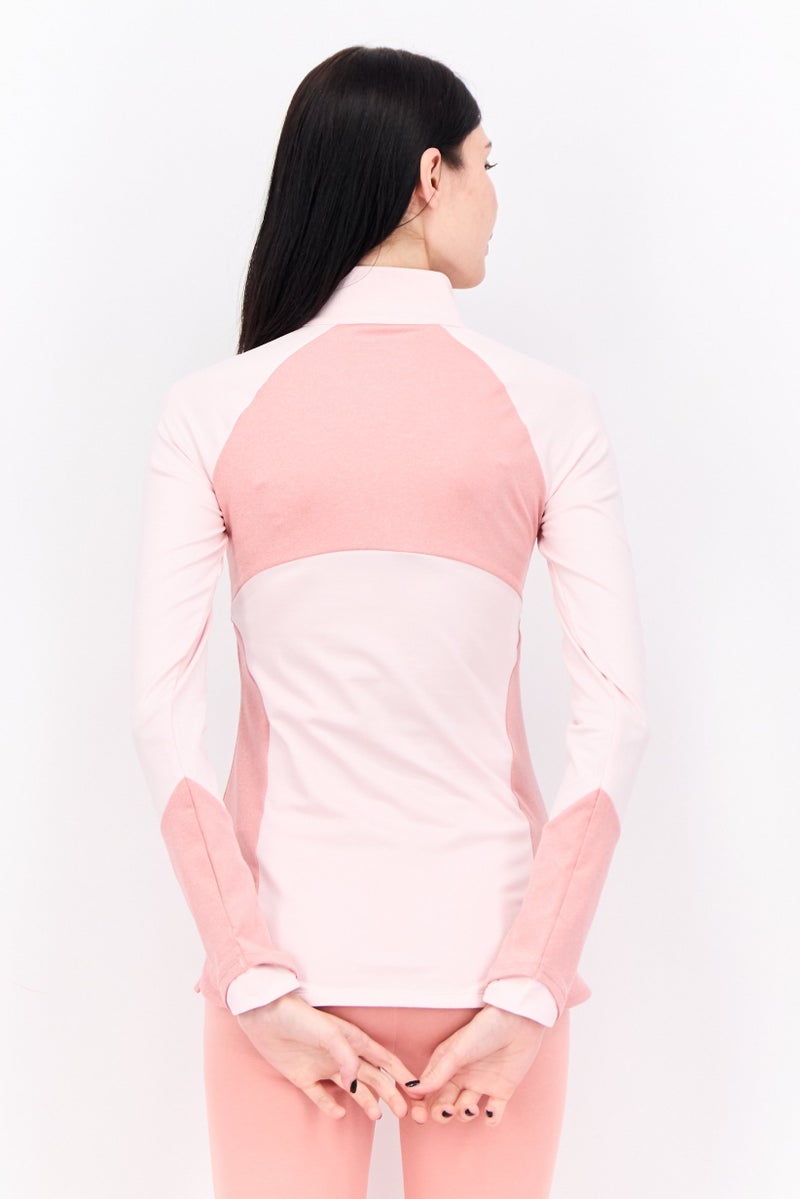 UNDER ARMOUR سويت شيرت رياضي نسائي بأكمام طويلة مناسب للجري، وردي - Image 3