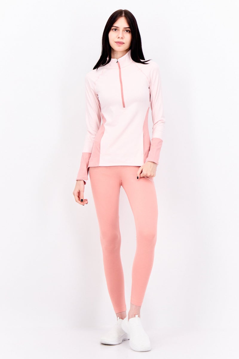 UNDER ARMOUR سويت شيرت رياضي نسائي بأكمام طويلة مناسب للجري، وردي - Image 4