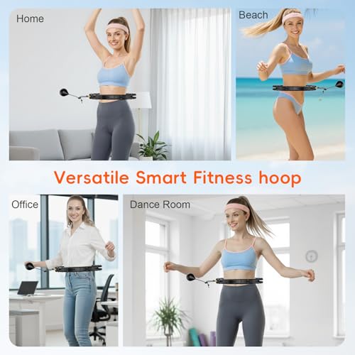 HCOIW Plus Size Silent Weighted Hula Infinity Fitness Detachable Hoops 65-Inch 32 Knot, Smart Noiseless Infinity Hula for Women, 2-in-1 Waist and Abdominal Home Workout Equipment, Black - Image 5