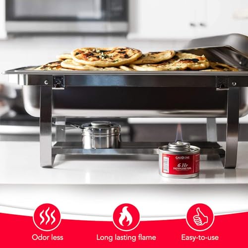 GasOne Gas One 6 pack 6 Hour Chafing Fuel - Food Warmer for Chafing Dish Buffet Set - Liquid Safe Fuel With Wick & Lid Opener for Chafing Dish - Image 2