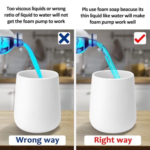TOOZFO Soap Foaming Dispenser Ceramic with Easy-to-Press Pump Hand Foam Dispenser for Shampoo Bathroom Kitchen 12 oz - Image 5