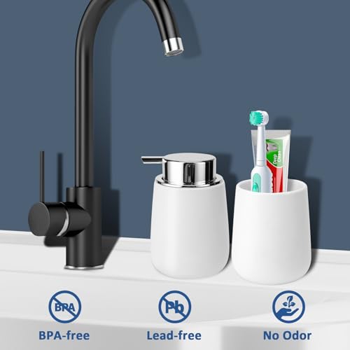 TOOZFO Soap Foaming Dispenser Ceramic with Easy-to-Press Pump Hand Foam Dispenser for Shampoo Bathroom Kitchen 12 oz - Image 2