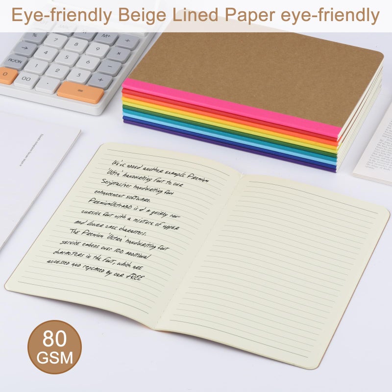 ZCZN 100 Pack Composition Notebooks Bulk, A5 Kraft Cover Lined Journals with Rainbow Spines for School, Business, Work and Daliy Use (100, 10 colors) - Image 5