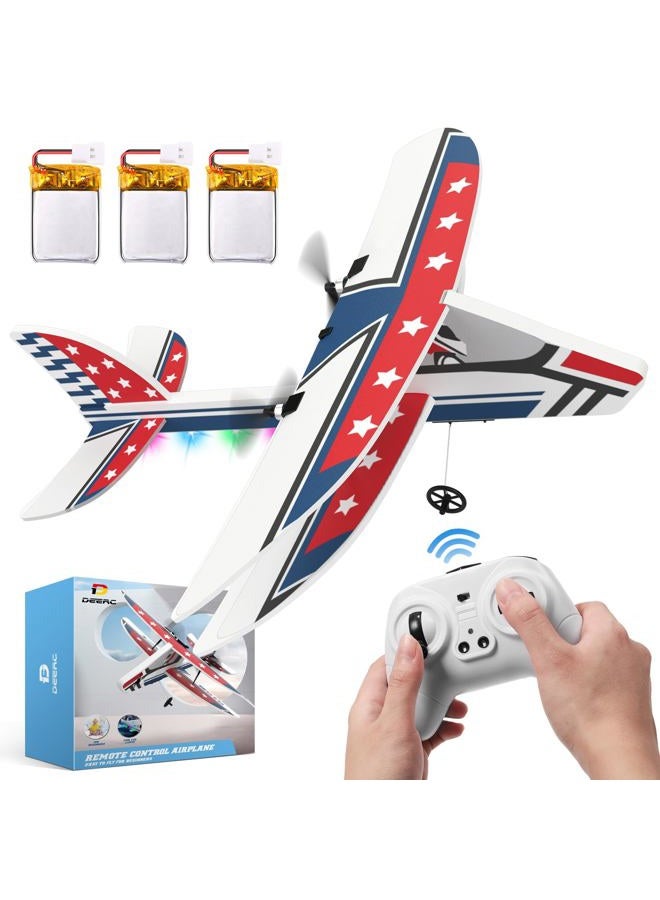 DEERC RC Plane, 2.4GHZ Remote Control Airplane W/ 3 Batteries & 6-axis Gyro Stabilizer, 2CH RTF RC Glider Toy for Beginners Kids Boys Girls Adults - Image 1