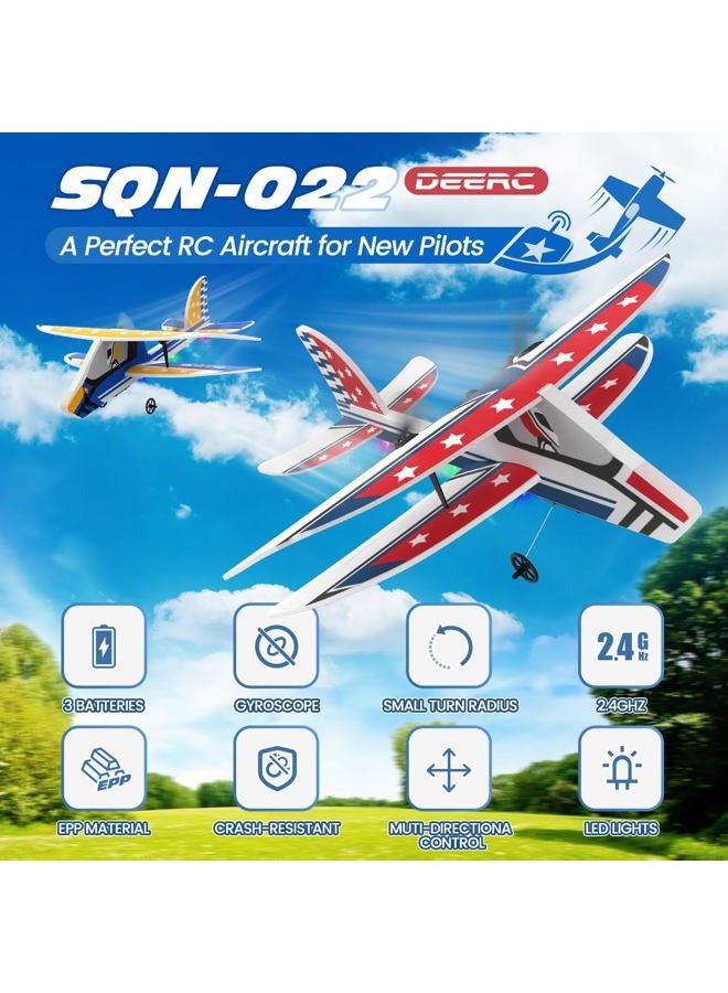 DEERC RC Plane, 2.4GHZ Remote Control Airplane W/ 3 Batteries & 6-axis Gyro Stabilizer, 2CH RTF RC Glider Toy for Beginners Kids Boys Girls Adults - Image 2