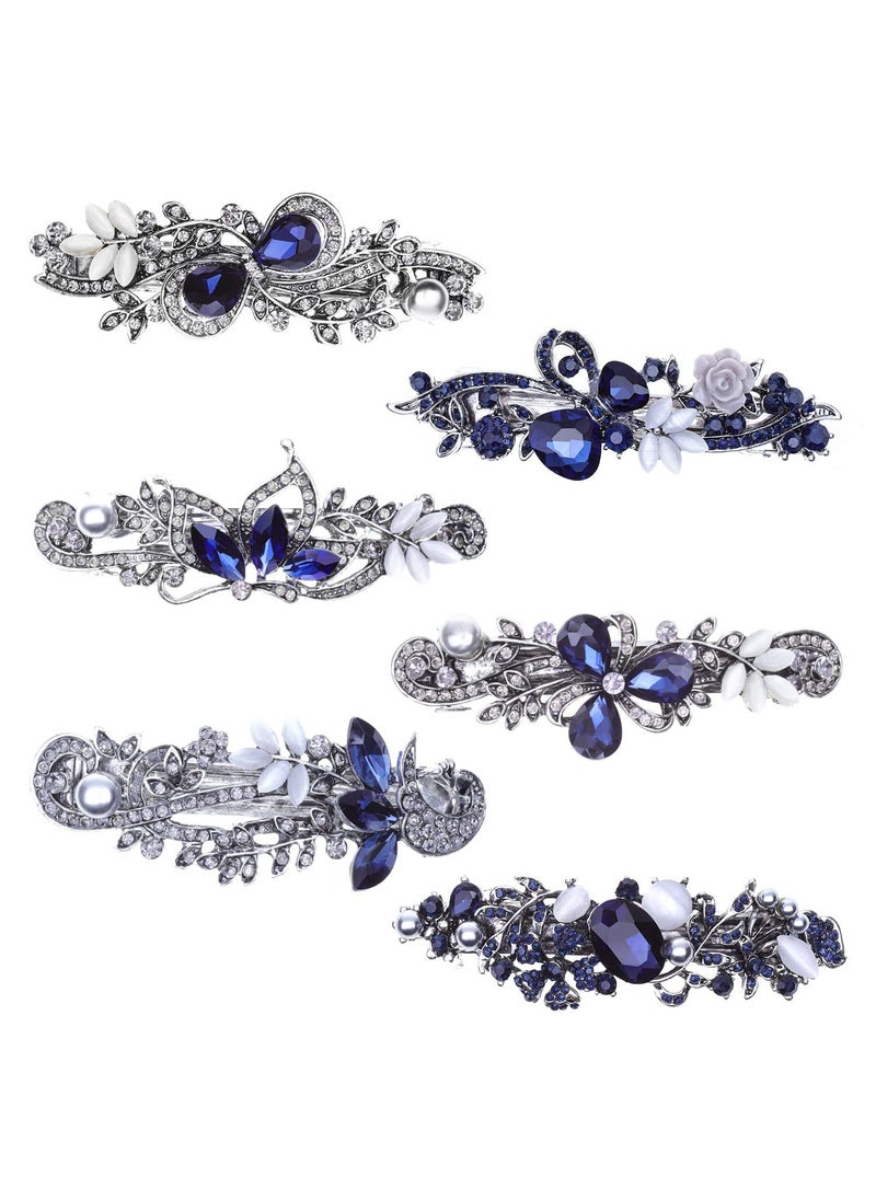 anezus Hair Barrettes for Women Anezus 6 Pcs Crystal Rhinestones Hair Barrettes Fancy Vintage Spring French Hair Clips for Women Girls Hair Styling Tools Accessories 