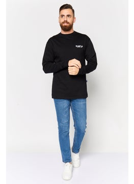 KAVU Men Crew Neck Long Sleeve Brand Logo T Shirt, Black  - Image 4
