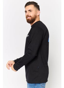 KAVU Men Crew Neck Long Sleeve Brand Logo T Shirt, Black  - Image 2