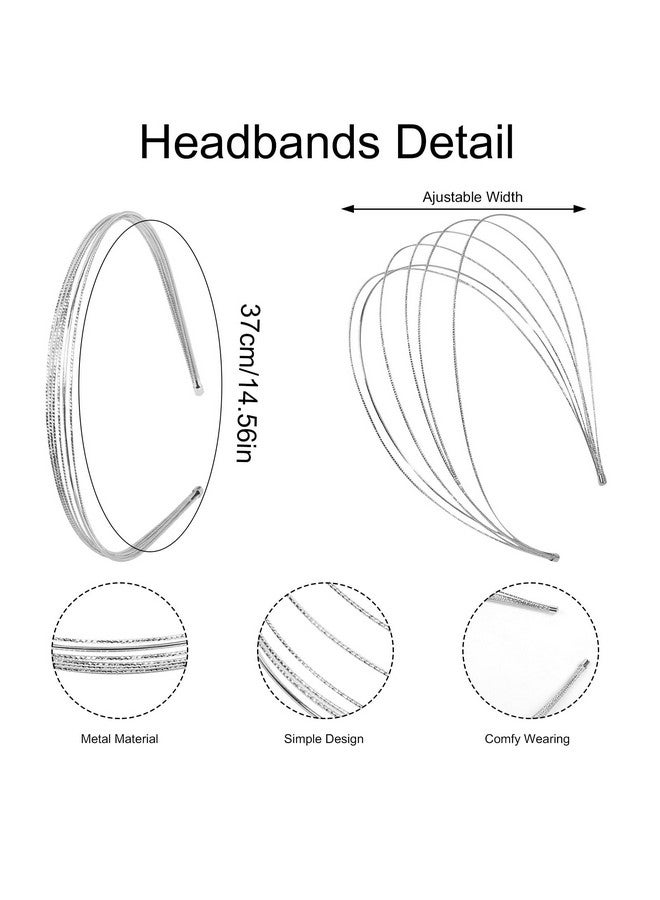 Tobeffect Multi Layers Metal Headbands For Women 2Packs Fashion Thin Headband Silver Elegant Hairband Non Slip Multi Layered Headpiece Hair Accessories For Women Girls - Image 2