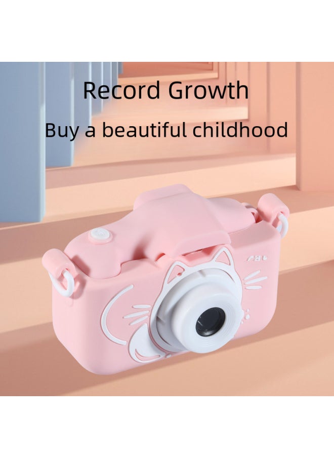 X5s Cat Silicone Case Children's Camera Mini Slr Sports Video Toy Direct Sale Large Inventory-Color:5s Cat Pink-hd Dual Camera + 32g Card + Card Reader  - Image 3