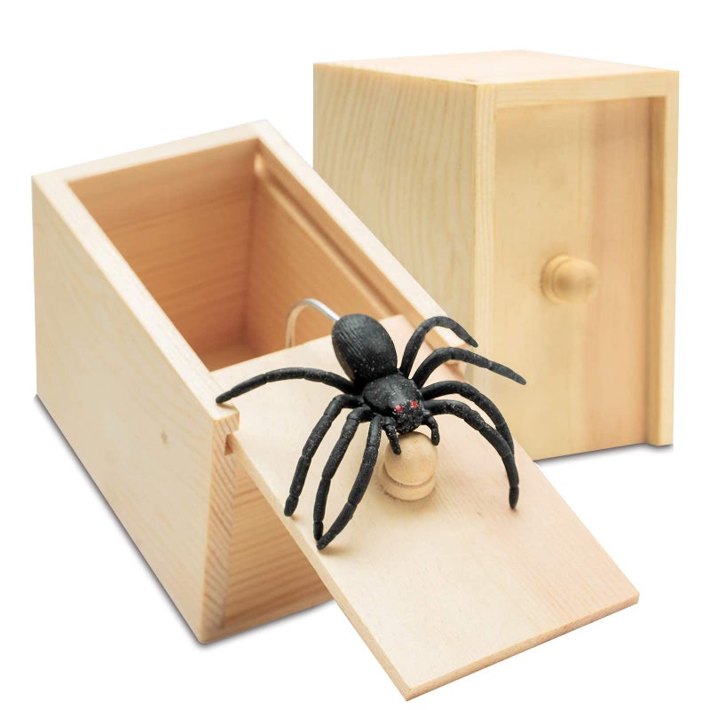 Fudragtn Fake Spider in a Box Prank Gift for Adults KidsHandmade Wooden Pop Out Scare Surprise Boxes Joke Toys Halloween - Image 4