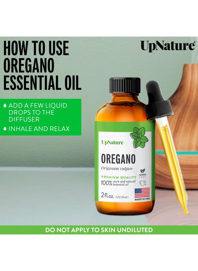 upnature - UpNature Oregano Essential Oil - 100% Natural & Pure, Undiluted, Premium Quality Aromatherapy Oil of Oregano Liquid - Supports Healthy System & Nails, Digestion & Respiratory Relief, 2oz - Image 1