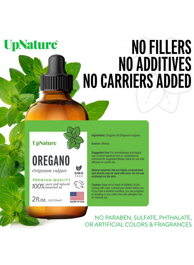 upnature - UpNature Oregano Essential Oil - 100% Natural & Pure, Undiluted, Premium Quality Aromatherapy Oil of Oregano Liquid - Supports Healthy System & Nails, Digestion & Respiratory Relief, 2oz - Image 1