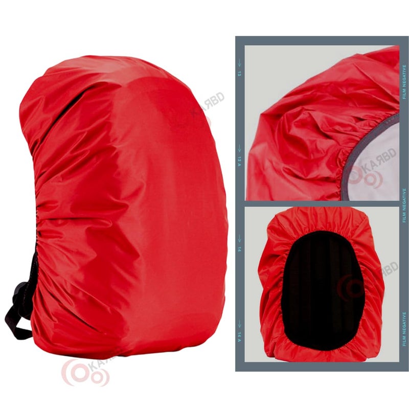 KARBD Rain and Dust Cover with Pouch for 20L-30L-40L Backpacks Luggage School Laptop Bags Hiking Camping Traveling PU Coated Waterproof Nylon Cover with Grip Buckle Elastic Closure (Red) - Image 5