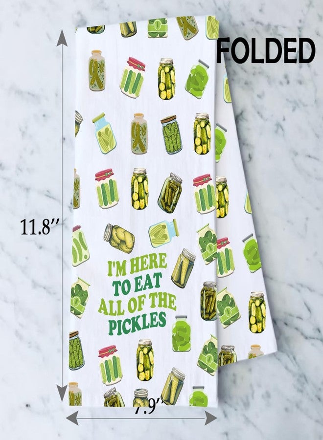 XYANFA Funny Pickle Kitchen Towel Pickle Lovers Gift Pickle I Am Here to Eat All The Pickles Gift Pickles Dish Towel (Cotton, I'm HERE to EAT Towel) - Image 2